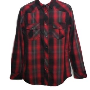 Rock & Republic Classic Plaid Western Button-Up Shirt Men's Sz M